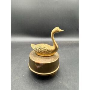 Vintage Brass Swan Music Box - fair condition